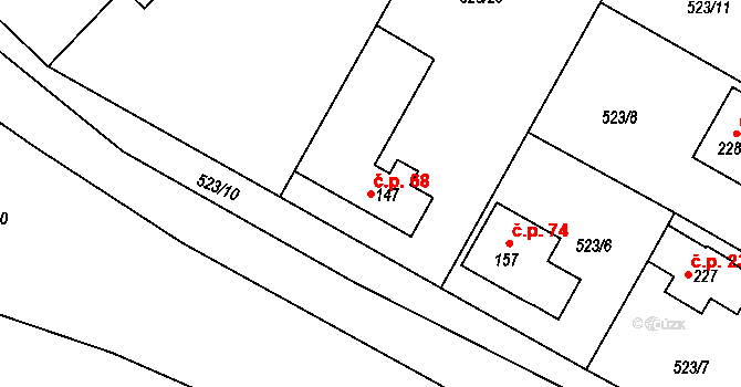 Horoušánky 68, Horoušany na parcele st. 147 v KÚ Horoušany, Katastrální mapa