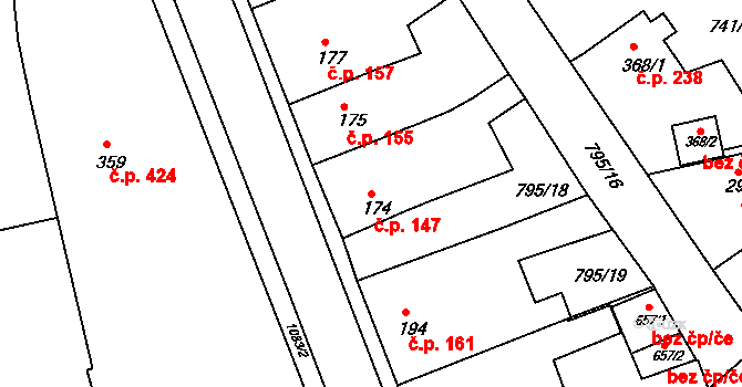 Staňkov II 147, Staňkov na parcele st. 174 v KÚ Staňkov-ves, Katastrální mapa