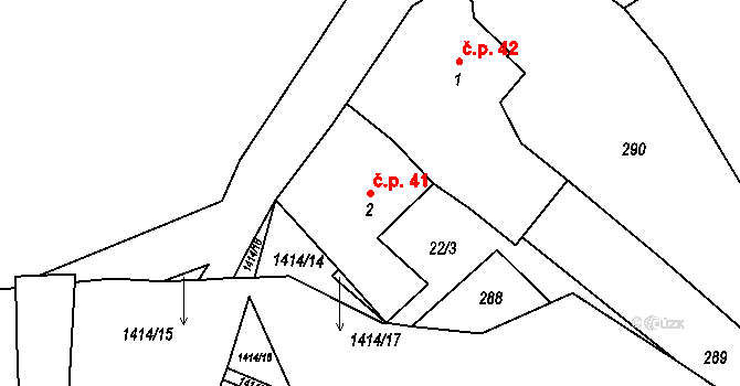 Markvarec 41, Český Rudolec na parcele st. 2 v KÚ Markvarec, Katastrální mapa