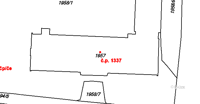Vršovice 1337, Praha na parcele st. 1957 v KÚ Vršovice, Katastrální mapa