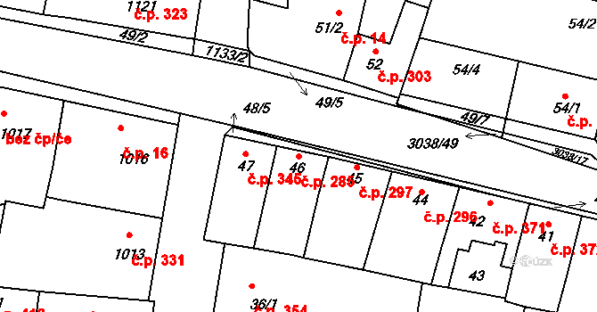 Sedlčany 285 na parcele st. 46 v KÚ Sedlčany, Katastrální mapa