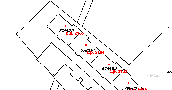 Česká Lípa 2164 na parcele st. 5786/61 v KÚ Česká Lípa, Katastrální mapa