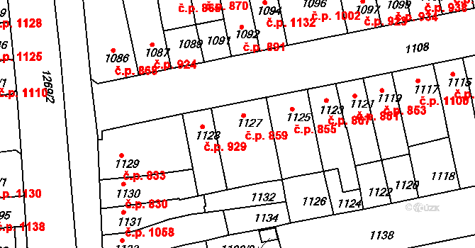 Šlapanice 859 na parcele st. 1127 v KÚ Šlapanice u Brna, Katastrální mapa