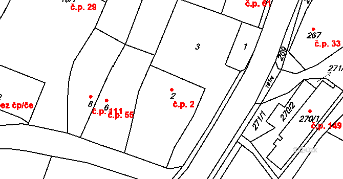 Velíková 2, Zlín na parcele st. 2 v KÚ Velíková, Katastrální mapa