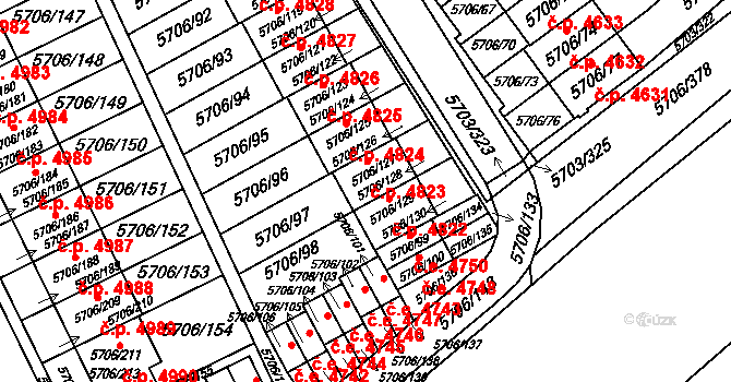 Jihlava 4823 na parcele st. 5706/127 v KÚ Jihlava, Katastrální mapa