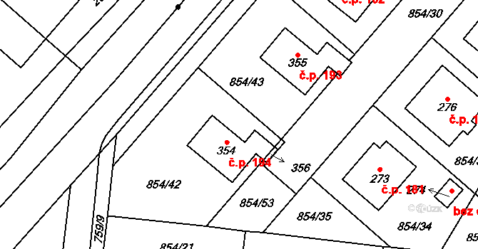 Šmolovy 194, Havlíčkův Brod na parcele st. 354 v KÚ Šmolovy u Havlíčkova Brodu, Katastrální mapa