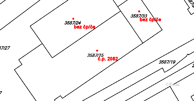 Řečkovice 2082, Brno na parcele st. 3587/15 v KÚ Řečkovice, Katastrální mapa