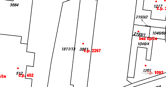 Nymburk 2267 na parcele st. 3881 v KÚ Nymburk, Katastrální mapa