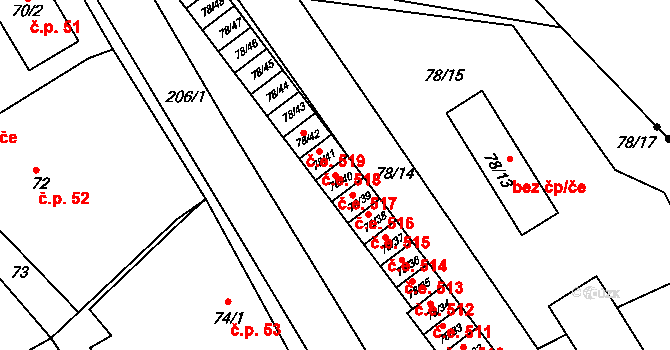 Sedlešovice 517, Nový Šaldorf-Sedlešovice na parcele st. 78/40 v KÚ Sedlešovice, Katastrální mapa
