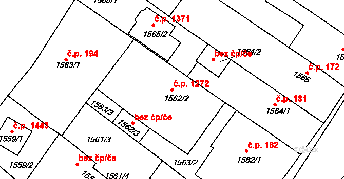 Hustopeče 1272 na parcele st. 1562/2 v KÚ Hustopeče u Brna, Katastrální mapa