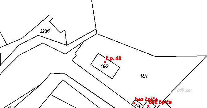 Přívlaky 40, Žiželice na parcele st. 16/2 v KÚ Přívlaky, Katastrální mapa