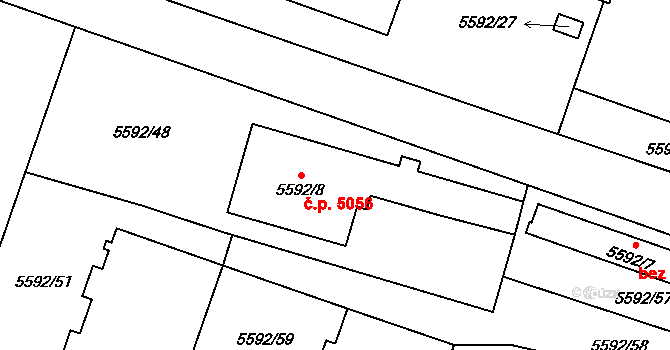 Jihlava 5056 na parcele st. 5592/8 v KÚ Jihlava, Katastrální mapa