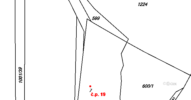 Louka 19, Jemnice na parcele st. 7 v KÚ Louka u Jemnice, Katastrální mapa