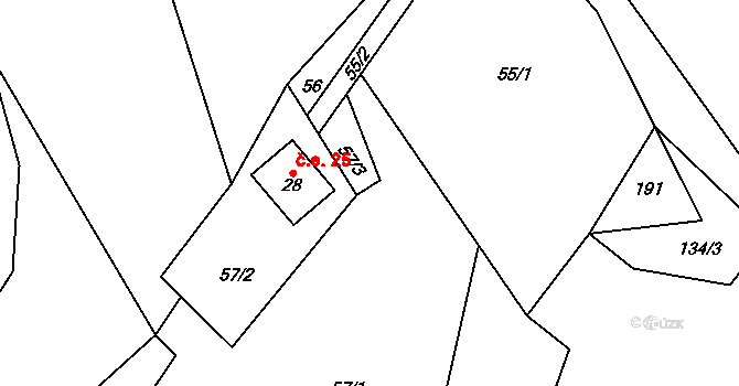 Tajanov 25, Kolinec na parcele st. 28 v KÚ Tajanov u Malonic, Katastrální mapa