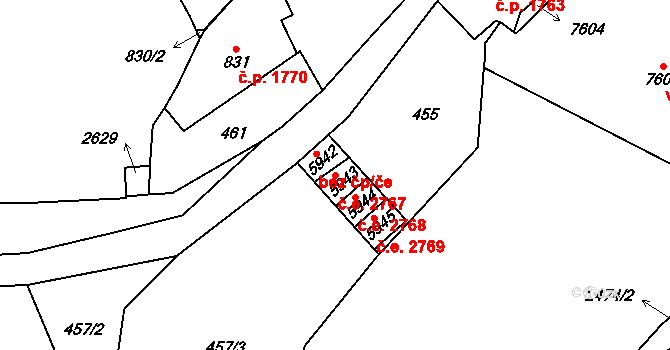 Cheb 2767 na parcele st. 5943 v KÚ Cheb, Katastrální mapa