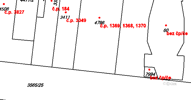 Zlín 1368,1369,1370 na parcele st. 4796 v KÚ Zlín, Katastrální mapa