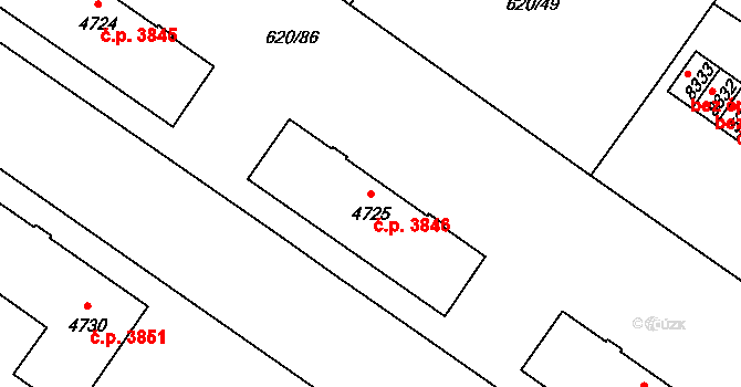 Zlín 3846 na parcele st. 4725 v KÚ Zlín, Katastrální mapa