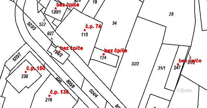 Míškovice 47584025 na parcele st. 124 v KÚ Míškovice, Katastrální mapa