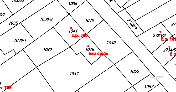 Nivnice 49059025 na parcele st. 1048 v KÚ Nivnice, Katastrální mapa