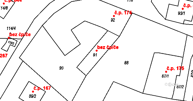 Moravský Beroun 49366025 na parcele st. 91 v KÚ Moravský Beroun, Katastrální mapa
