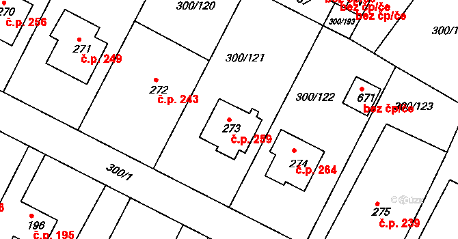 Třemošnice 259 na parcele st. 273 v KÚ Třemošnice nad Doubravou, Katastrální mapa