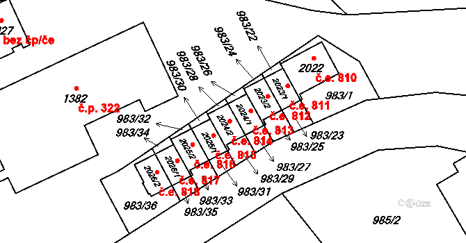 Morávka 814 na parcele st. 2024/2 v KÚ Morávka, Katastrální mapa