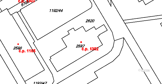 Beroun-Město 1302, Beroun na parcele st. 2597 v KÚ Beroun, Katastrální mapa