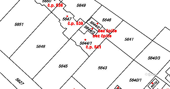 Černošice 541 na parcele st. 5644/1 v KÚ Černošice, Katastrální mapa
