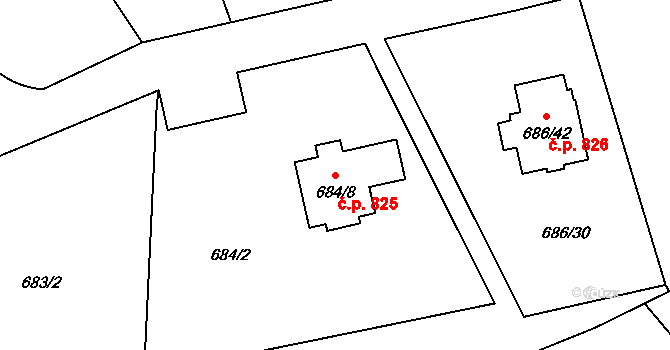 Liberec XII-Staré Pavlovice 825, Liberec na parcele st. 684/8 v KÚ Staré Pavlovice, Katastrální mapa
