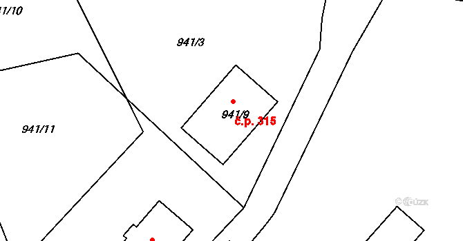Křemže 315 na parcele st. 941/9 v KÚ Křemže, Katastrální mapa