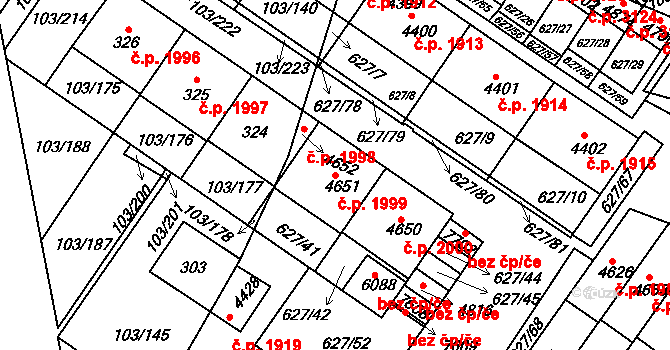 Havlíčkův Brod 1999 na parcele st. 4651 v KÚ Havlíčkův Brod, Katastrální mapa