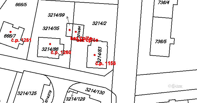 Chotěboř 1156 na parcele st. 3214/83 v KÚ Chotěboř, Katastrální mapa