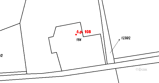 Ohnišov 108 na parcele st. 164 v KÚ Ohnišov, Katastrální mapa