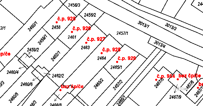 Valtice 928 na parcele st. 2464 v KÚ Valtice, Katastrální mapa