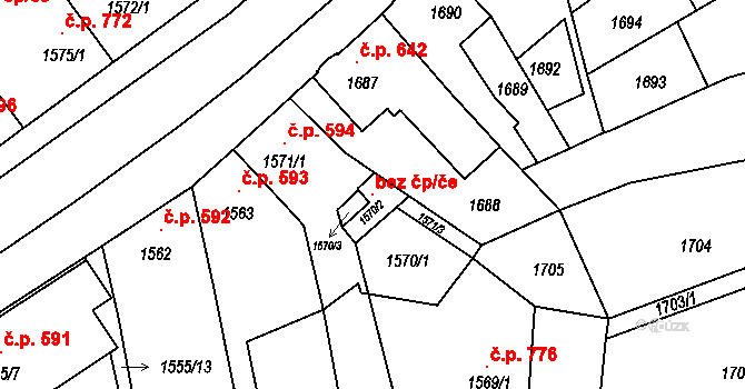 Holešov 115771026 na parcele st. 1570/2 v KÚ Holešov, Katastrální mapa