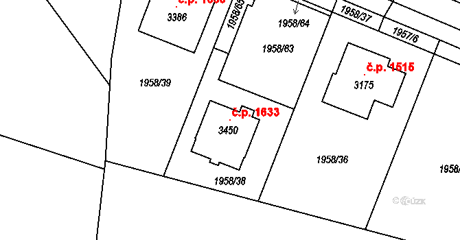 Milevsko 1633 na parcele st. 3450 v KÚ Milevsko, Katastrální mapa