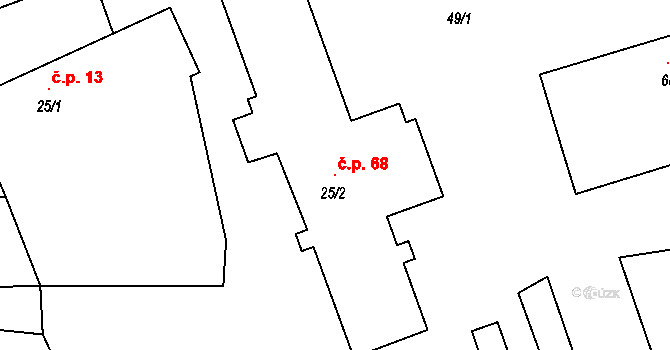 Olešenka 68 na parcele st. 25/2 v KÚ Olešenka, Katastrální mapa