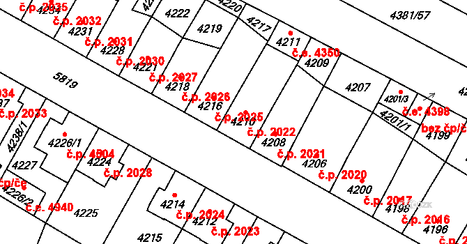 Jihlava 2022 na parcele st. 4210 v KÚ Jihlava, Katastrální mapa