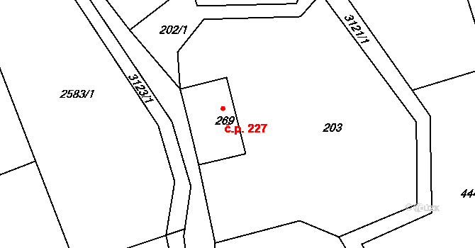 Heřmanice v Podještědí 227, Jablonné v Podještědí na parcele st. 269 v KÚ Heřmanice v Podještědí, Katastrální mapa
