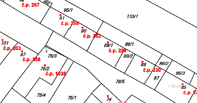 Svatobořice 229, Svatobořice-Mistřín na parcele st. 89/1 v KÚ Svatobořice, Katastrální mapa