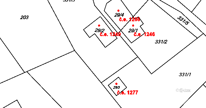 Ostravice 1249 na parcele st. 29/2 v KÚ Ostravice 1, Katastrální mapa