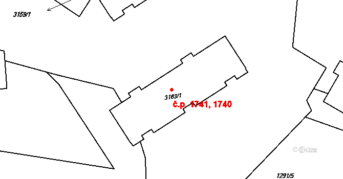 Rožnov pod Radhoštěm 1740,1741 na parcele st. 3163/1 v KÚ Rožnov pod Radhoštěm, Katastrální mapa