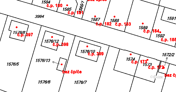 Soběslav III 399, Soběslav na parcele st. 1576/10 v KÚ Soběslav, Katastrální mapa