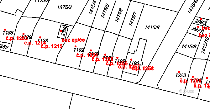 Předměstí 1256, Svitavy na parcele st. 1194 v KÚ Svitavy-předměstí, Katastrální mapa