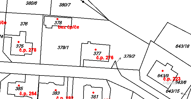 Děčín XXXII-Boletice nad Labem 276, Děčín na parcele st. 377 v KÚ Boletice nad Labem, Katastrální mapa