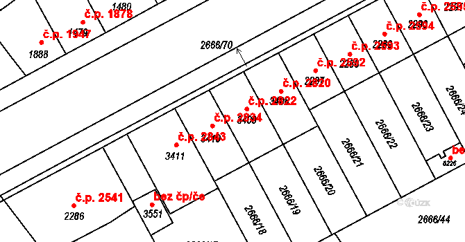 Břeclav 2822 na parcele st. 3409 v KÚ Břeclav, Katastrální mapa