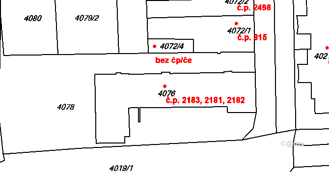 Tábor 2181,2182,2183 na parcele st. 4076 v KÚ Tábor, Katastrální mapa