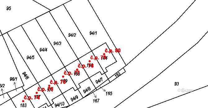 Jílové 80, Hodkovice nad Mohelkou na parcele st. 164 v KÚ Jílové u Hodkovic nad Mohelkou, Katastrální mapa