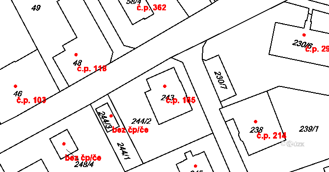 Liberec XIII-Nové Pavlovice 165, Liberec na parcele st. 243 v KÚ Nové Pavlovice, Katastrální mapa