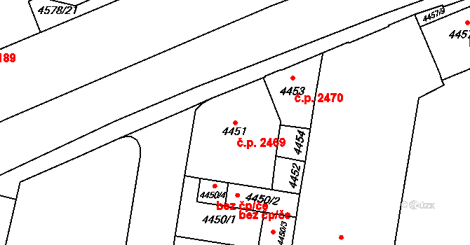 Prostějov 2469 na parcele st. 4451 v KÚ Prostějov, Katastrální mapa